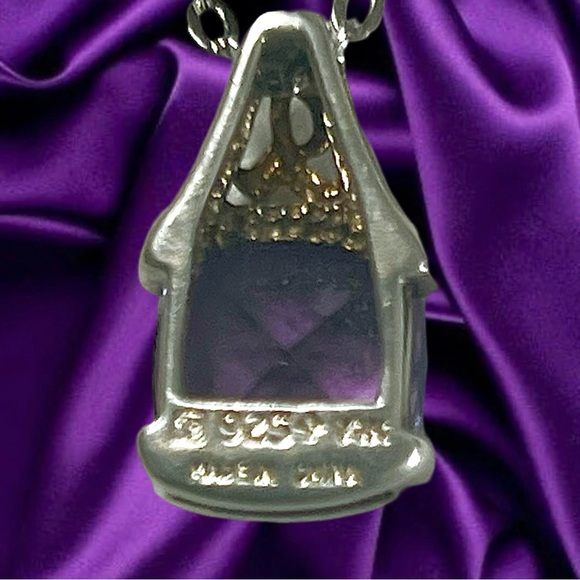 Sterling Silver & 14k Yellow Gold Amethyst Necklace 18”. - Picture 5 of 5